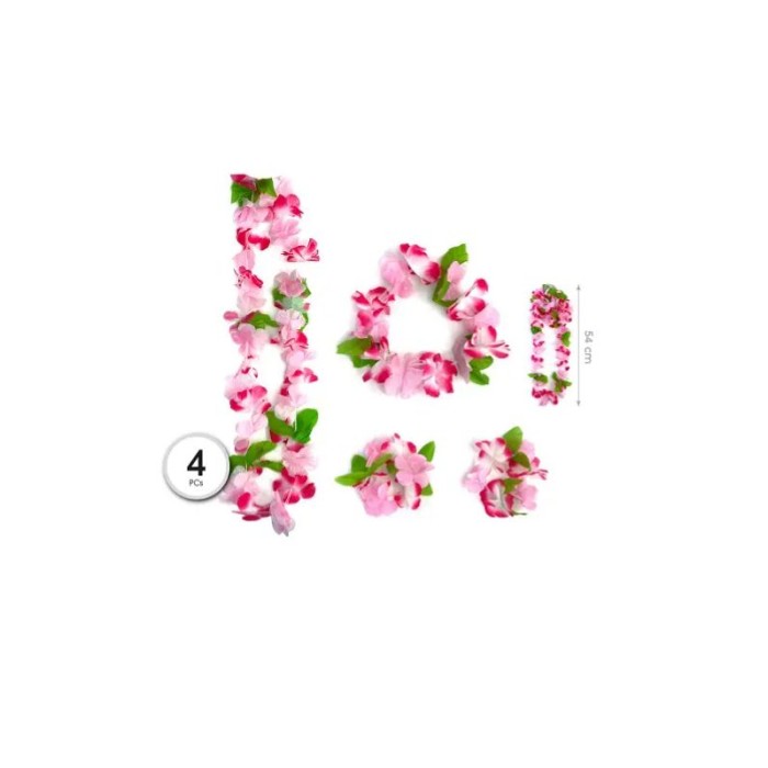 Conjunto hawaiano fucsia/rosa 4 pcs | Ducaval | Envíos 24748 horas