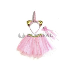 Set tutú, diadema y varita unicornio rosa | Ducaval |
