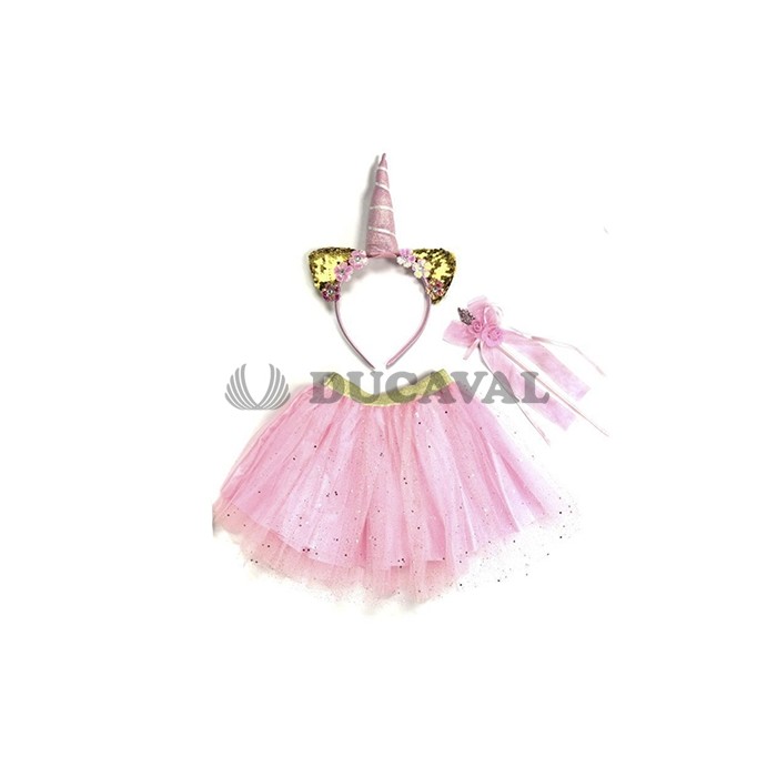 Set tutú, diadema y varita unicornio rosa | Ducaval |