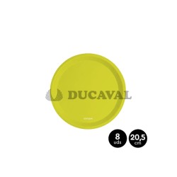 Platos cartón amarillo flúor 20.5cm 8 unidades