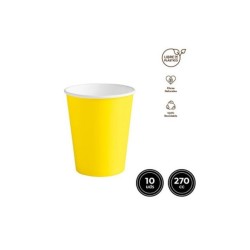 Vaso amarillo cartón BIODEGRADABLE 270cc 10ud | Ducaval | envios 24/4