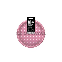 Plato rosa baby lunar blanco 23cm 4ud | Ducaval | Envío 24/48h