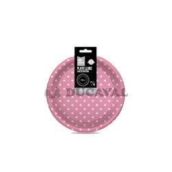 Plato rosa baby lunar blanco 23cm 4ud | Ducaval | Envío 24/48h