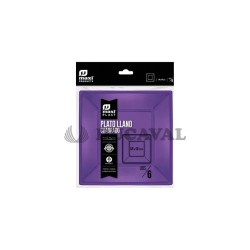Plato llano cuadrado morado 17x17cm 6ud | Ducaval |