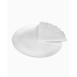 Bandeja cartón blanca con blonda red 16cm 4ud | Ducaval | Envios 244