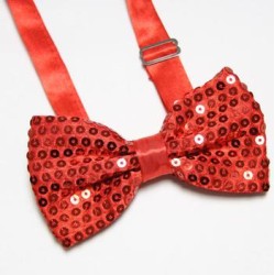 Brilla en tu Fiesta: Pajarita Roja de Lentejuelas