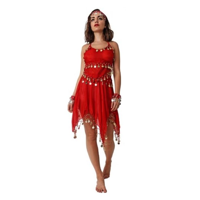 Traje monedas falda roja