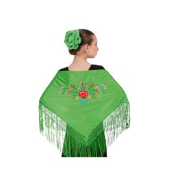 Mantón pequeño bordado verde | Ducaval | Envíos 24/48 horas
