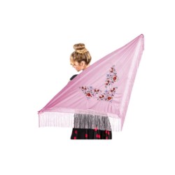 Mantón grande bordado rosa | Ducaval | Envíos 24/48 horas