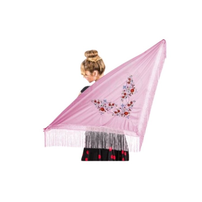 Mantón grande bordado rosa | Ducaval | Envíos 24/48 horas