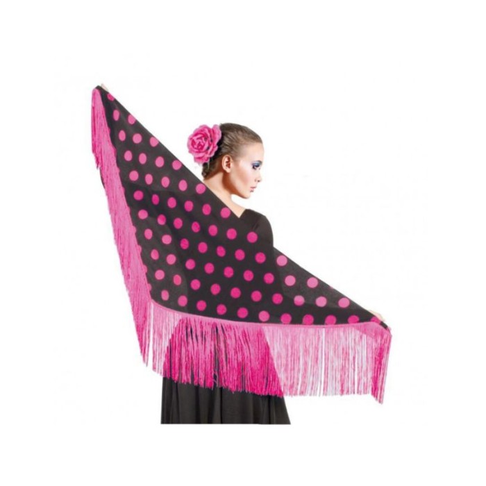 Mantón negro lunares fucsia | Ducaval | Envíos 24/48 horas