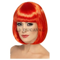 Peluca corta roja flequillo