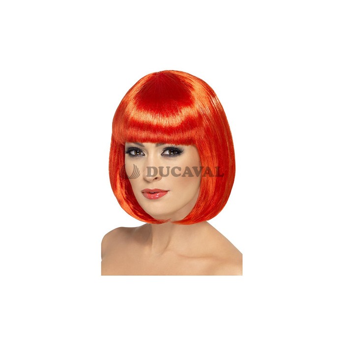 Peluca corta roja flequillo