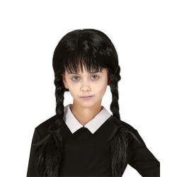 Peluca trenzas negras con flequillo infantil | Ducaval | Envios 24/48