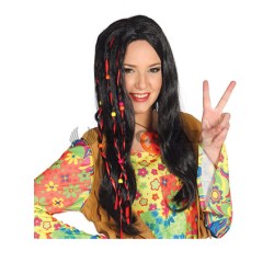Peluca negra hippie