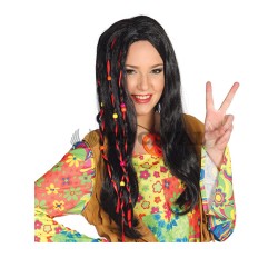 Peluca negra hippie