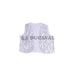 Chaleco Lentejuelas Adulto Plata  Disfraces Ducaval