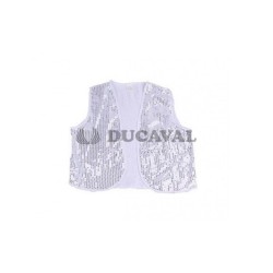 Chaleco Lentejuelas Adulto Plata  Disfraces Ducaval