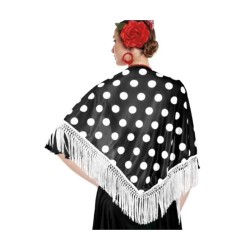 Mantón negro lunares blancos | Ducaval | Envíos 24/48 horas