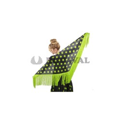 Mantón negro lunares verdes