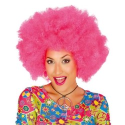 Peluca afro rosa extra
