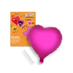 Globo corazón fucsia poliamida tubito 49x46cm