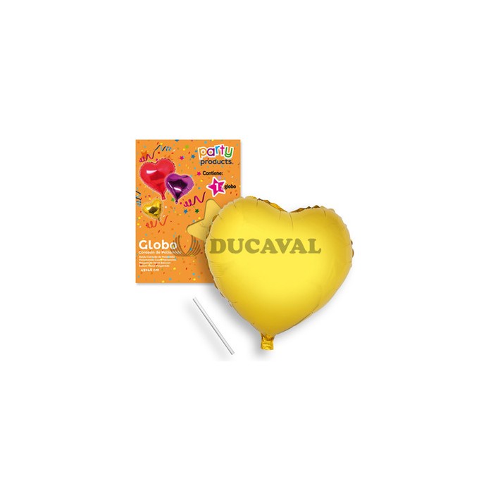 Globo corazón oro poliamida 49x46cm | DUCAVAL |