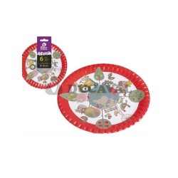 Plato llano animales granja 18cm 6ud  Disfraces Ducaval