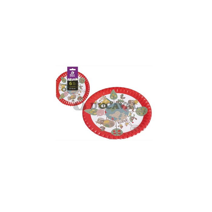 Plato llano animales granja 18cm 6ud  Disfraces Ducaval