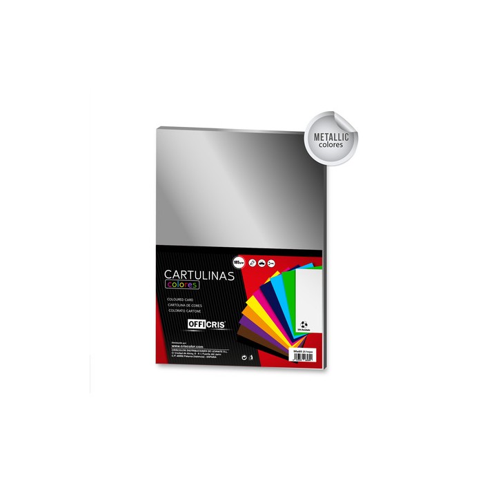 Cartulina metalizada 50x65cm plata | Ducaval | Envíos 24/48h