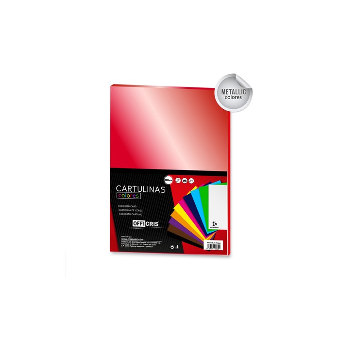 Cartulina metalizada 50x65cm rojo | Ducaval | envíos 24/48h