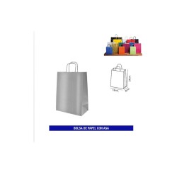 Bolsa papel c/ asa 20x24 plata Ducaval envios 24/48 hora