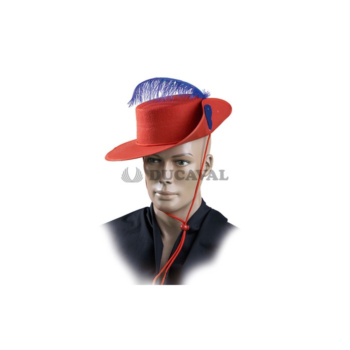 Sombrero mosquetero fieltro rojo