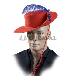 Sombrero mosquetero fieltro rojo