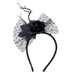 Diadema Con Flor Negra Y Velo | Ducaval | Envíos 24/48 horas