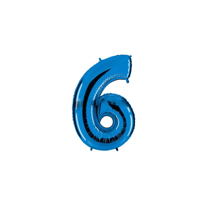Globo foil número 6 azul  | Ducaval | Envíos 24/48 horas