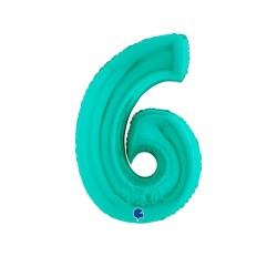Globo número 6 poliamida color tiffany  | Ducaval | Envías 24/48 hora