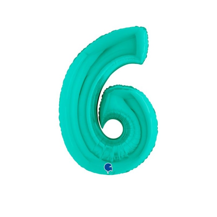 Globo número 6 poliamida color tiffany  | Ducaval | Envías 24/48 hora