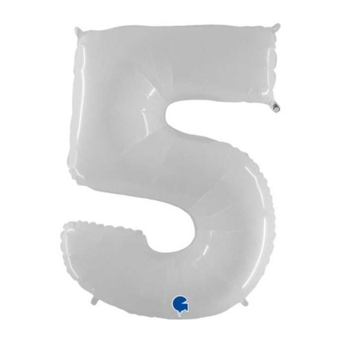 Globo foil número 5 blanco fluorescente | Ducaval | Envíos 24/48 hora