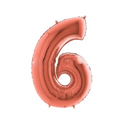 Globo foil número 6 oro rosado  | Ducaval | Envíos 24/48 horas