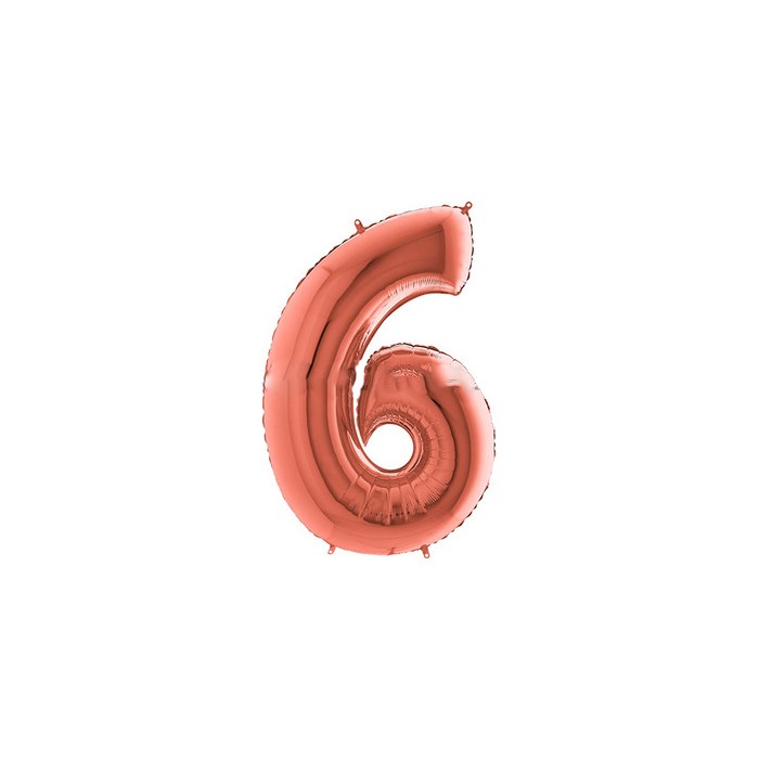 Globo foil número 6 oro rosado  | Ducaval | Envíos 24/48 horas