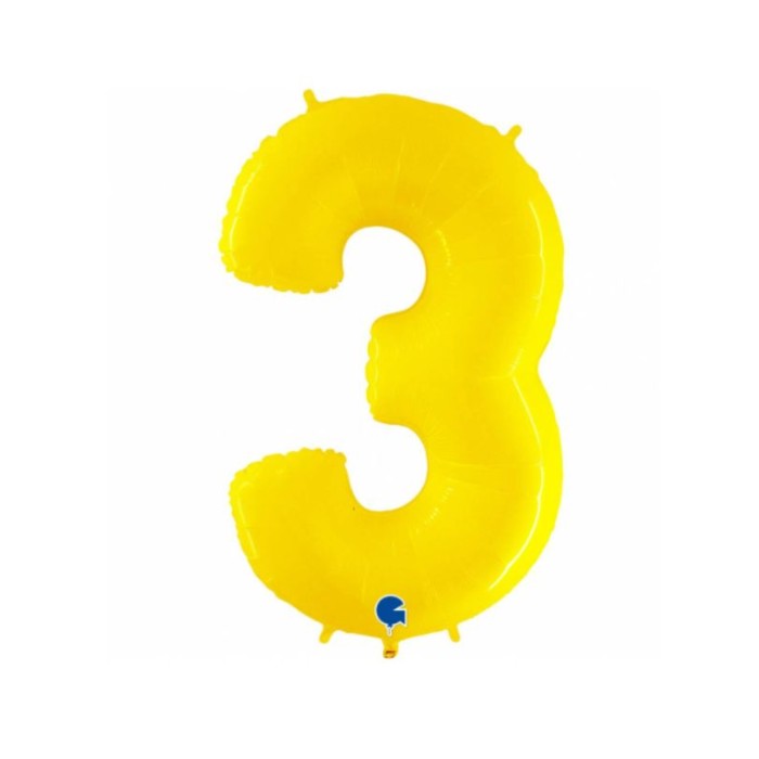 Globo foil número 3 amarillo fluorescente | Ducaval | Envíos 24/48 ho