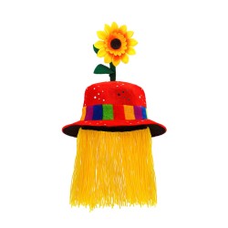 Sombrero terciopelo de payaso con pelo y girasol| Ducaval | Envías 24