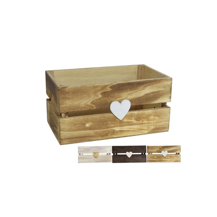 Caja de madera 3 colores surtido corazon 26X16X13cm | Ducaval | Envía