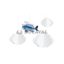 Nubes y avión colgante decorativo