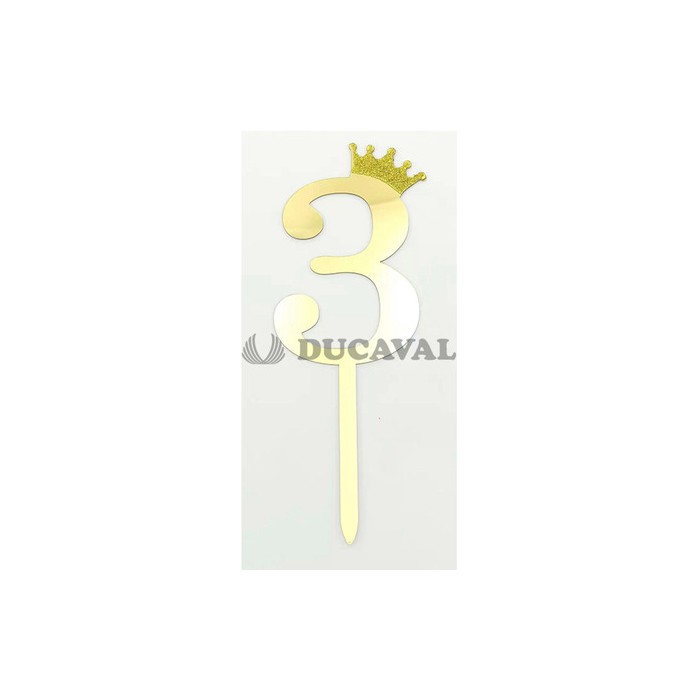 Topper número 3 corona dorada | Ducaval | Envíos 24/48 horas