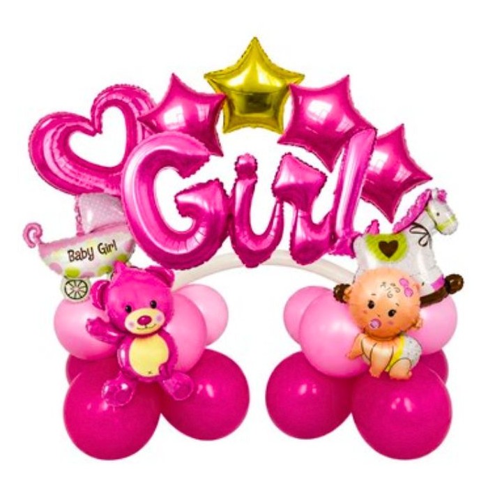 Conjunto globos foil baby girl 27pzas | Ducaval | Envías 24/48 horas 