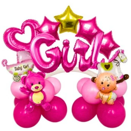 Conjunto globos foil baby girl 27pzas | Ducaval | Envías 24/48 horas 
