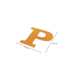 Letra P con purpurina oro 210 x 200 mm. Ducaval envios 24/48 horas