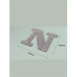 Letra N con purpurina plata 232 x 200 mm